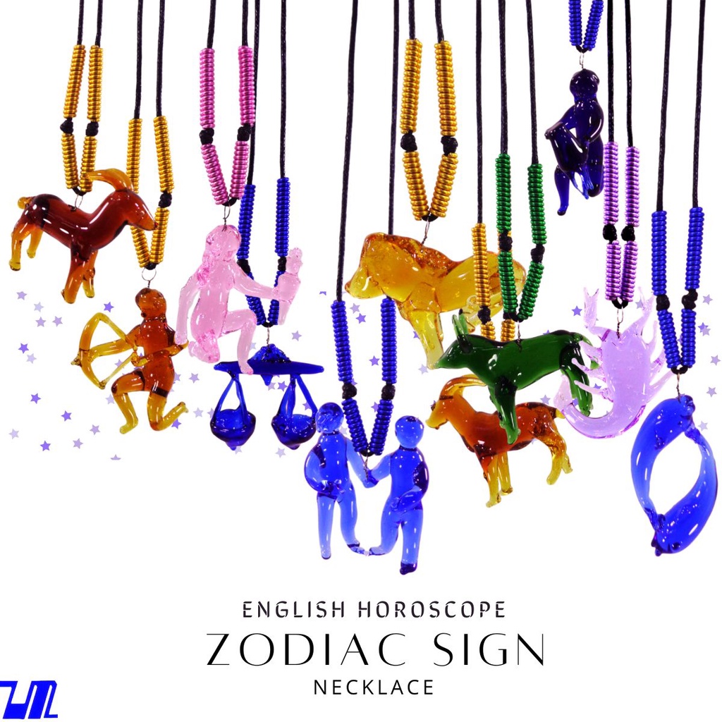 Zodiac Sign Pendant Necklace Charms 12 Horoscope Old English