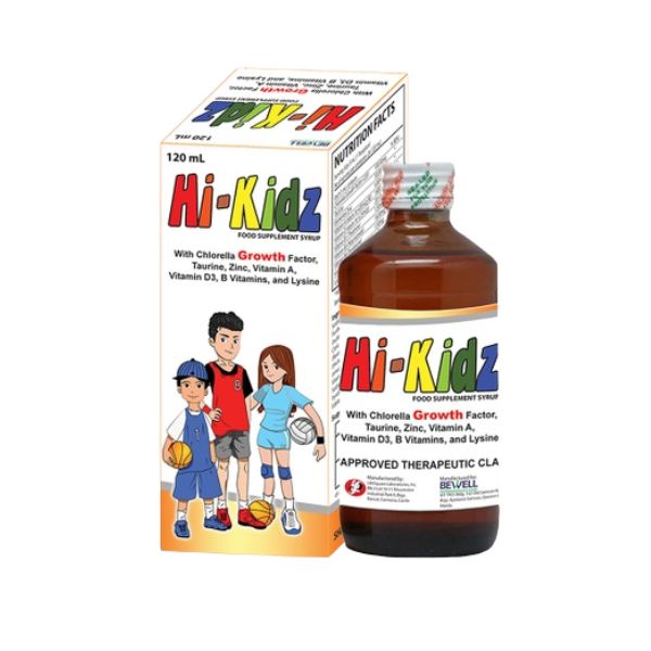 Hi Kidz Vitamins for Kids Pampatangkad Syrup 120ml with CGF, Taurine, Lysine, Zinc, Vitamin A, B, D3