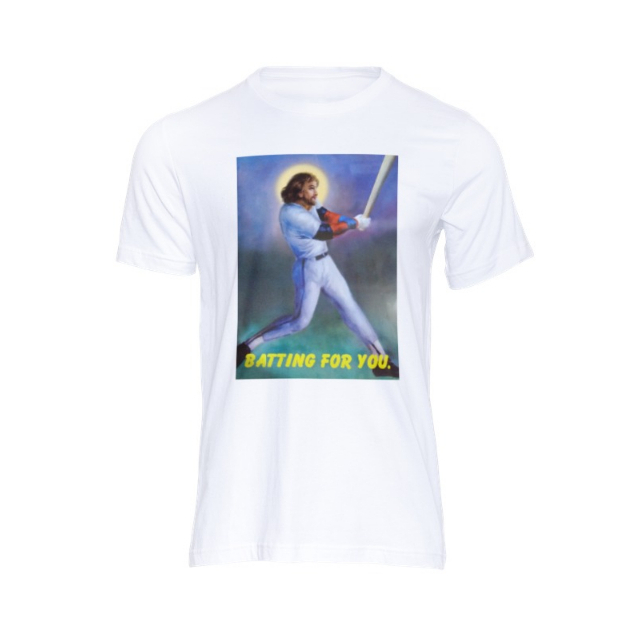 Jesus in Action- Baseball, Fashionable T-Shirt Premium, Fruit of the Loom, 100% Cotton, Unisex