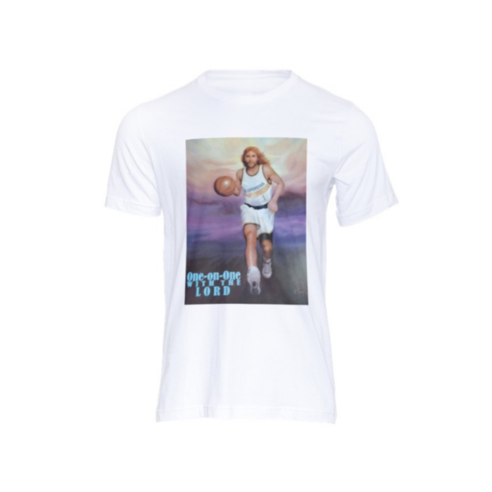 Jesus in Action- Basketball, Fashionable T-Shirt Premium, Fruit of the Loom, 100% Cotton