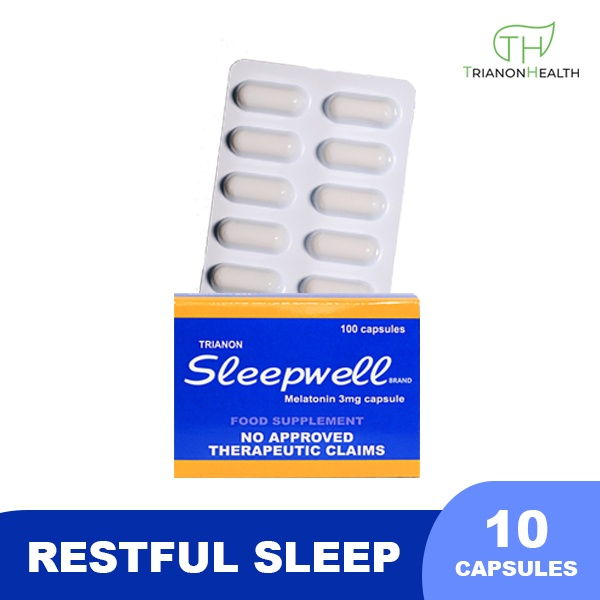 Sleepwell Melatonin 3mg Sleeping Pill For Adult Sleep Supplement Trial Pack 10 Capsules
