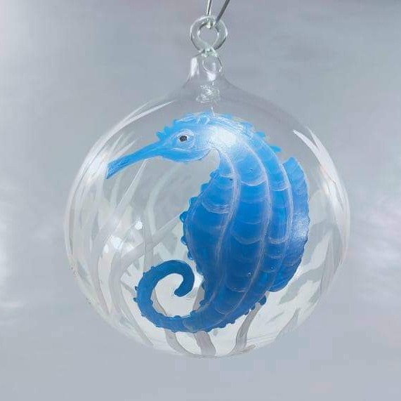 6pc Glass Christmas Balls Ocean Sea Life Collection (Starfish, Mermaid, Octopus, Seahorse)