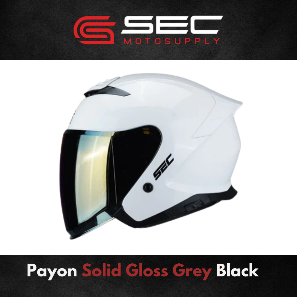 Sec Half Face Helmet For Motorcycle | Payon Grey Black (M, L , XL)