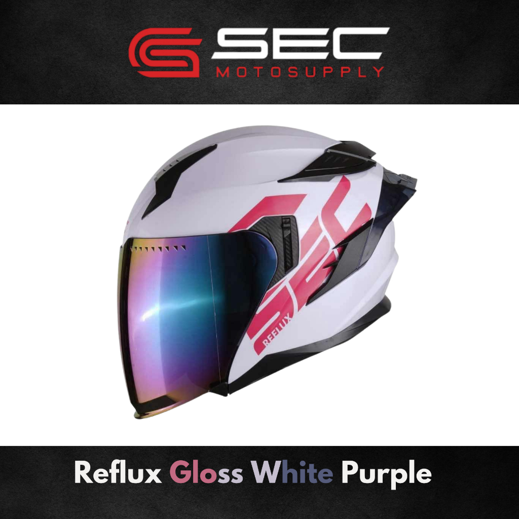 Sec Half Face Helmet For Motorcycle | Reflux White Purple (M, L , XL)